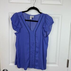 Joie Blue Silky Button-Front Blouse